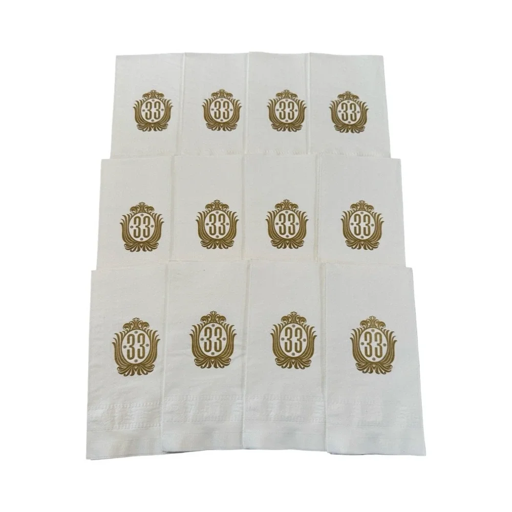 RARE! Disney 1990's Gold Insignia Disneyland Club 33 Paper Napkins Lot of 12